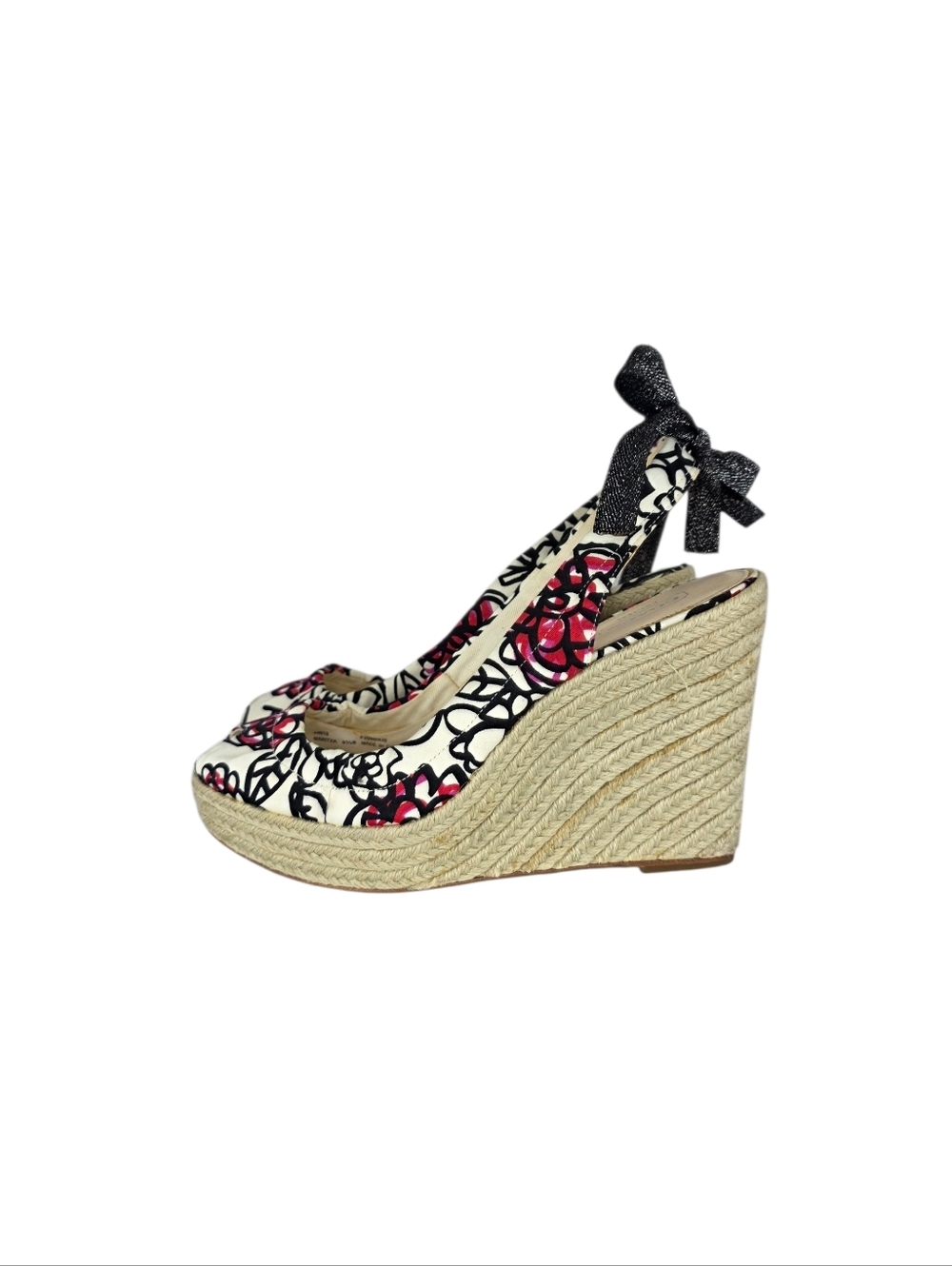 Coach Women's Maritza Wedge Espadrilles Multicolor Floral Bow Tye Back Size 9.5B